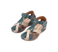 Sandals Wide Feet Women's Sandals Summer 2025, Closed Toe, Comfortable Flat Sandals, Airy Design, Wide Fit, Fashionable Outdoor Shoes Women's Black Elegant Flat for Party and Evening, Green, 8.5 UK