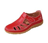 Sandals With Arch Support For Women Ladies Spring And Summer Hollow Sandals Fashionable Solid Color Covered Toe Casual With Arch Support For Women (Red, 8)