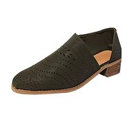 Sandals with Heel, Women's Sandals with Heel, Black Shoes, Booties, Ankle Low Neck, Heel, Women's Zip, Single Casual Bore Boots, Women's Shoes, Mother's Day, Army Green, 7 UK