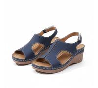Sandals with Wedge Heel for Women, Summer Shoes, Non-Slip Slingback Sandals, Comfortable Roman Sandals, Breathable Hiking Sandals with Soft Footbed, Women's Sandals, Open Toe, Casual Shoes, navy, 4 UK