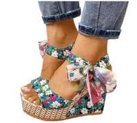 Sandals Women Summer Fashion Sandals Beach Boho Floral Wedge Sandals Ankle Strap Platform Gladiator Shoes Woman High Heels Sandal