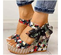 Sandals Women Summer Fashion Sandals Beach Boho Floral Wedge Sandals Ankle Strap Platform Gladiator Shoes Woman High Heels Sandal