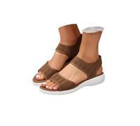 Sandals Womens Beach Casual Soft Soled Womens Sandal Wedge Open Toe Slip On Hiking Outdoor Slingback Sport Sandals Quick-Dry Mesh Knit Sandal Barefoot Breathable Wading Walking (A-Brown, 4.5)