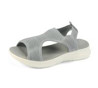 Sandals Womens Beach Casual Soft Soled Womens Sandal Wedge Open Toe Slip On Hiking Outdoor Slingback Sport Sandals Quick-Dry Mesh Knit Sandal Barefoot Breathable Wading Walking (B-Grey, 4)