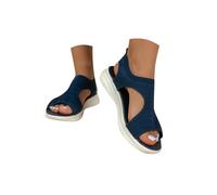 Sandals Womens Beach Casual Soft Soled Womens Sandal Wedge Open Toe Slip On Hiking Outdoor Slingback Sport Sandals Quick-Dry Mesh Knit Sandal Barefoot Breathable Wading Walking (B-Blue, 5.5)
