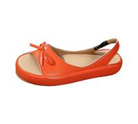 Sandals Women's Elegant Platform with Comfort Foot Bed Orthopaedic Summer Shoes Lightweight Fish Mouth Elegant Flat Beach Shoes with Ankle Straps Comfortable Mules Soft Slippers, orange, 7 UK