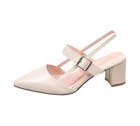 Sandals Women's Elegant Square Heel Lace Closed Toe Buckle Lightweight Street Shoes Comfortable Summer Shoes Casual Shoes Ideal for Holidays Beach and Everyday Use, White, 10 UK