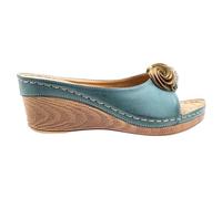 Sandals Women's Elegant Wedge Sandals Women's Summer Platform Roman Sandals with Floral Pattern Casual Slippers Outdoor Beach Sandals Wedges Slippers Open Toe Beach Sandals Casual Slippers, blue, 10