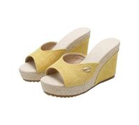 Sandals Women's Espadrilles Platform Wedges Sandals Wedge Heel Summer Shoes Summer Pumps Higher Toe Separator Casual Slippers Elegant Slippers Women Shoes, yellow, 8.5 UK