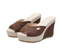 Sandals Women's Espadrilles Summer Pumps Height Raised Toe Separator Casual Slippers Elegant Slippers Women Shoes Platform Wedges Sandals Wedge Heel Summer Shoes, brown, 8.5 UK