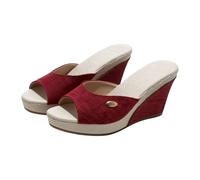 Sandals Women's Espadrilles Summer Pumps Height Raised Toe Separator Casual Slippers Elegant Slippers Women Shoes Platform Wedges Sandals Wedge Heel Summer Shoes, red, 5 UK