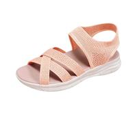 Sandals Women's Flat Sports Sandals Women's Summer Leisure Sandals Comfortable Running Shoes Cross Strap Beach Sandals Breathable Sandals Soft Soles Barefoot Shoes Mesh Outdoor Sandals, pink, 4 UK