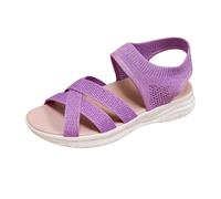 Sandals Women's Flat Sports Sandals Women's Summer Leisure Sandals Comfortable Running Shoes Soft Soles Barefoot Shoes Mesh Outdoor Sandals Cross Strap Beach Sandals Breathable Sandals, purple, 4 UK