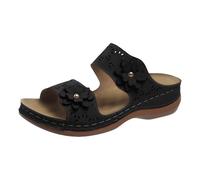 Sandals Women's Orthopaedic Mules Women's Slippers with Floral Pattern, Platform, Thick Sole, Wedge, Casual Slippers, Bathing Shoes, High Heels, Garden Shoes, Clogs, Bathing Slippers, Wide H, black, 6