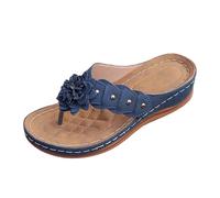 Sandals Women's Orthopaedic Toe Separator Summer Flip Flops with Foot Bed Slippers Elegant Summer Shoes Flip Flop Comfortable Sandals Slippers, blue, 10 UK