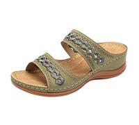 Sandals Women's Platform Mules Wedge Heel Bathing Shoes Comfortable Beach Sandals Orthopaedic Sandals Open Toe Breathable Summer Shoes Comfortable Women's Sandals Non-Slip Slippers, Green, 7 UK