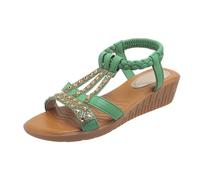 Sandals Women's Platform Orthopaedic Shoes Comfortable Wide Feet Bohemian Style Beach Sandals with Soft Footbed Sandals Casual Elegant Summer Shoes Wide H Hiking Sandals, Green, 5 UK