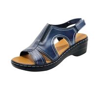 Sandals Women's Sandals Comfortable Mules Summer Large Summer Sandals for Women with Sewn Hollow Thick Soles Large Size, blue, 8 UK
