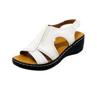Sandals Women's Sandals Comfortable Mules Summer Large Summer Sandals for Women with Sewn Hollow Thick Soles Large Size, White, 6 UK