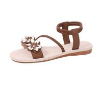Sandals Women's Shoes Flat Sole Toe Free Floral Pattern Comfortable Everyday Shoes Lightweight Construction Summer Look Breathable Sandals Casual Summer Shoes, brown, 8 UK