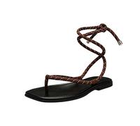 Sandals Women's Shoes, Lightweight Construction, Rope Strap, Boho Look, Braided Sole, Flat Step, Hot Days, Comfortable Slip-On Sandals, Breathable Sandals, Leisure Summer Shoes, brown, 8 UK