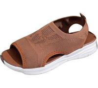 Sandals Womens Summer Arch Support Comfort Orthotic Walking Sandals Breathable Slip On Platform Shoes Casual Ladies Sandal for Beach,Brown,US11/EU43