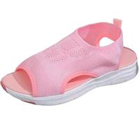 Sandals Womens Summer Arch Support Comfort Orthotic Walking Sandals Breathable Slip On Platform Shoes Casual Ladies Sandal for Beach,Pink,US7/EU38