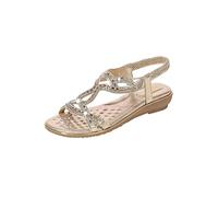 Sandals Women's Summer Casual Sandals Strappy Sandals Front Closed Mules Women with Foot Bed with Interchangeable Footbed Beach Shoes Sandals, gold, 8 UK