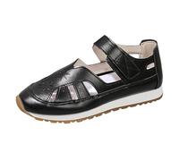 Sandals Women's Summer Closed Flat Sandals Round Toe Women Low Shoes Breathable Gladiator Sandals Low Wedge Sandals Non-Slip Hollow Women's Sandals Comfortable Walking Sandals, black, 10 UK