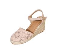 Sandals Women's Summer Comfortable Closed Front Wedge Heel Straw Sandals Women's Pumps Sandals Vintage Platform Sandals Comfortable Strap Sandals Buckle Outdoor Sandals Lightweight Summer Sandals