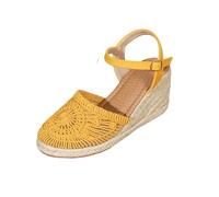 Sandals Women's Summer Comfortable Closed Front Wedge Heel Straw Sandals Women's Pumps Sandals Vintage Platform Sandals Comfortable Strap Sandals Buckle Outdoor Sandals Lightweight Summer Sandals