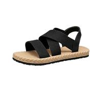 Sandals Women's Summer Comfortable Flat Beach Sandals Soft Sole with Elastic and Crossed Strap Summer Shoes Breathable Sandals Toe Area Sandals, black, 9 UK