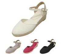 Sandals Women's Summer Comfortable Front Closed Wedge Heel Sandals Women's Summer Straw Sandals Platform Adjustable Ankle Sandals Breathable Leisure Sandals Soft Outdoor Sandals Barefoot Sandals, red