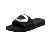 Sandals Women's Summer Comfortable Slippers Mules Sandals Flat Breathable Slippers One Step Glides on Wide Fabric Slippers Soft Openwork Slippers, black, 7 UK