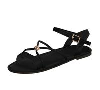 Sandals Women's Summer Elegant Boho Flat Sandals Summer Shoes Flip Flops Soft Soles Comfortable Sandals Leisure Elastic Strap Slingback Sandals Flat Shoes Casual Shoes, black, 8.5 UK