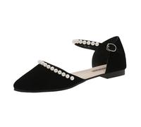 Sandals Women's Summer Elegant, Pumps Women's Without Heel Low Heel Sandals Classic Work Shoes Flat Dress Shoes Plain Party Shoes Slip On Bridal Shoes Closed Sandals, black, 4 UK