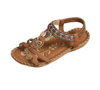 Sandals Women'S Summer Elegant Toe Separator Comfortable Summer Shoes Flat Orthopaedic Sandals With Footbed Breathable Slingback Sandals For Beach Holidays Leisure (Brown 8)