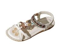 Sandals Women'S Summer Elegant Toe Separator Comfortable Summer Shoes Flat Orthopaedic Sandals With Footbed Breathable Slingback Sandals For Beach Holidays Leisure (White 45)