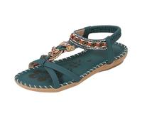 Sandals Women'S Summer Elegant Toe Separator Comfortable Summer Shoes Flat Orthopaedic Sandals With Footbed Breathable Slingback Sandals For Beach Holidays Leisure (Dark Green 35)