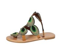 Sandals Women's Summer Flat Sandals Comfort Beach Platform Sandals Large Sizes Lightweight Outdoor Sandals Breathable Peep Toe Separator Women Elegant Chic Summer Sandals, Green, 8.5 UK