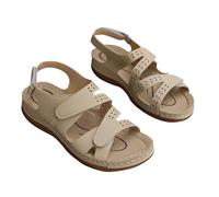 Sandals Women's Summer Flat Sandals for Spring / with Thick Sole, Hollow and Roman Plain, Breathable Sandals with Open Toe Leopard Shoes Women's Mother's Day, White, 7 UK