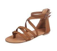 Sandals Women's Summer Mules Comfortable Sandals Women's Sandals Pinch Flat Phenomenal Shoes for Women Fashion Toe Sandals Women's Sandals, brown, 8.5 UK
