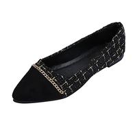 Sandals Women's Summer Mules Sandals Comfortable Splicing Design Chain Decor Ballet Flats for Women Flat Shoes Slip On Flat Mouth Simple Single Shoes Casual Shoes Work Shoes, black, 8 UK
