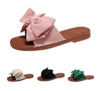 Sandals Women's Summer Mules Women's Vintage Beach Shoes Breathable Casual Slides with Bow Non-Slip Outdoor Ultra Soft Slippers Women Elegant Vintage Roman Sandals, White, 8.5 UK