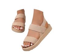 Sandals Women's Summer Open Shoes Chic Comfortable Wide Feet Mules Summer Shoes Sandals Elastic Slingback Barefoot Sandals Hemp Rope Wedge Heel Women's Sandals Leisure Beach Shoes, A C, 8.5 UK