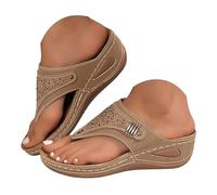 Sandals Women's Summer Platform and Brick Pattern Stylish and Shaping Boho Beach Flip Flops, Roman Sandals Buckle Large Size Evening Shoes Women's Sandals Summer, brown, 8 UK
