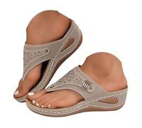 Sandals Women's Summer Platform and Brick Pattern Stylish and Shaping Boho Beach Flip Flops, Roman Sandals Buckle Large Size Evening Shoes Women's Sandals Summer, gray, 7 UK
