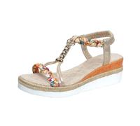 Sandals Women's Summer Platform Sandals Bohemia Sandals with Rhinestone Beads Leisure Beach Shoes Orthopaedic Casual Ankle Elastic Braided Casual Holiday Beautiful Girls Beach Shoes, O Gold., 8 UK