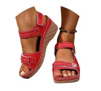 Sandals Women's Summer Shoes Summer Platform Sandals Casual Slip-on Shoes with Adjustable Strap Comfortable Footwear for Outdoor Walking, red, 5 UK