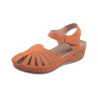 Sandals Women's Summer Slippers Slides Shoes Summer Solid Hook Loop Casual Open Toe Comfortable Beach Shoes Sandals, orange, 8.5 UK